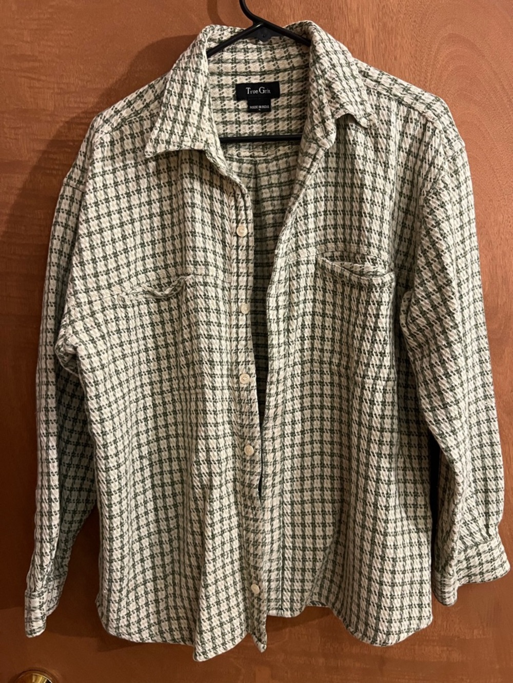 True Grit Green & Cream Button-Up Shirt